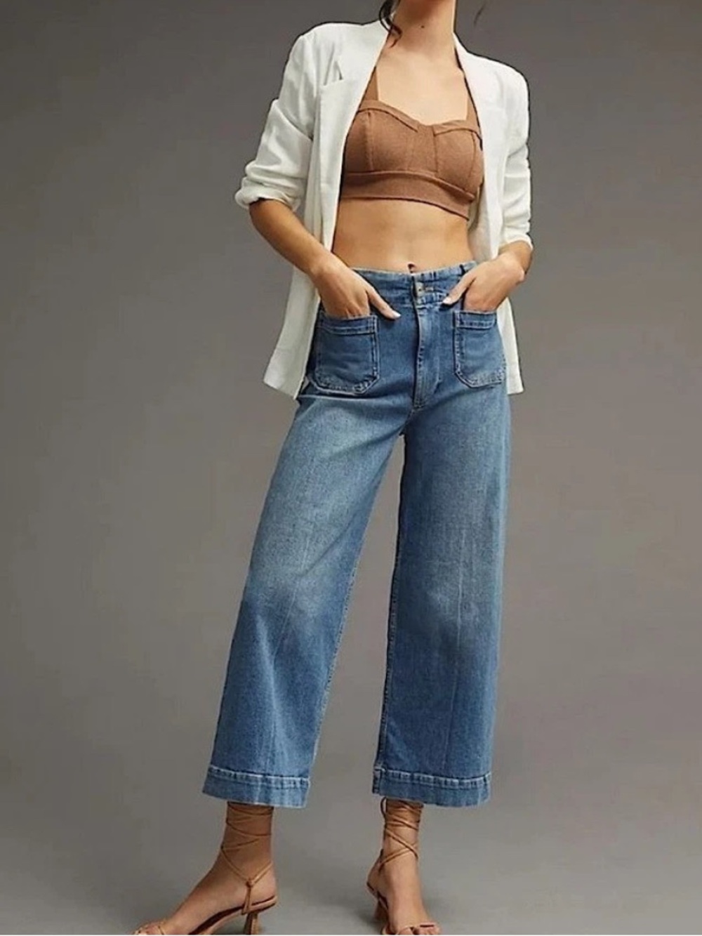 Pilcro Wide Leg cropped Sailor Jeans